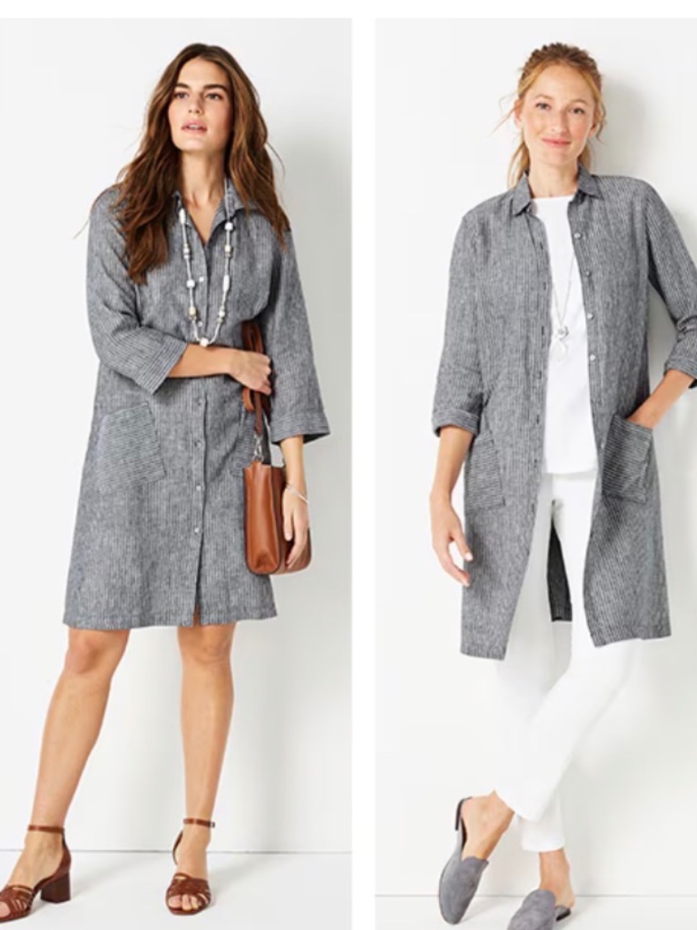 J Jill 100% Linen Jacket Top Dress Blk/white Mini Striped 2X NWOT